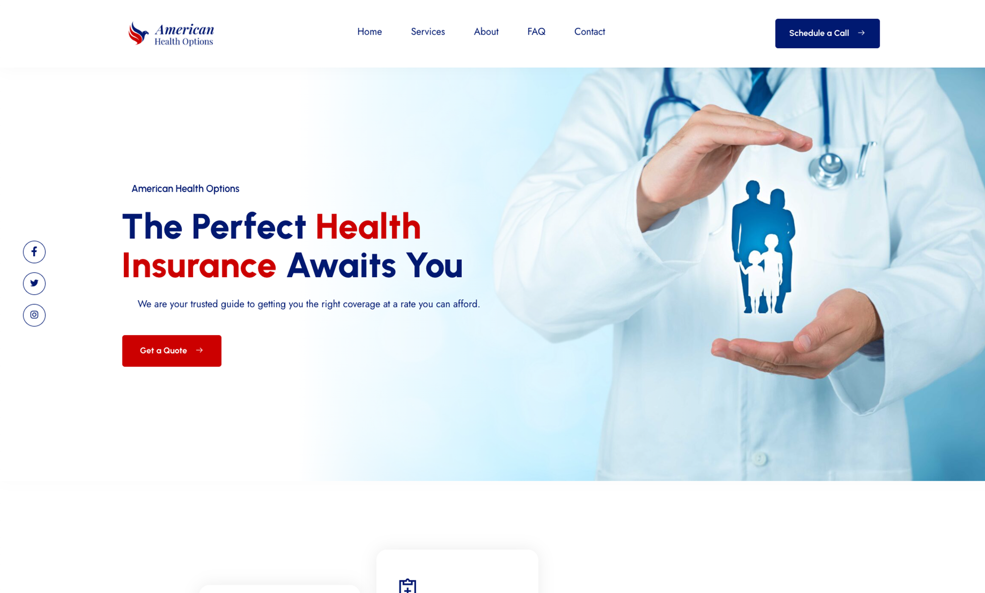 A screenshot of a website for a health insurance broker.